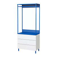 PLATSA 開放式衣櫃附3抽屜, 白色 fonnes/藍色, 80x42x191 公分