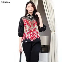 Evercloth Kilana Saniya Jaket Batik Bomber Wanita Cream Jacket Wanita Kerah Outer Polo Rompi Wanita