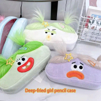 Kawaii Funny Big Capacity Plush pensil Bag kartun kreatif Big Mouth Girl pen pen pen hadiah alat tul