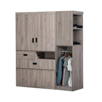【久澤木柞】東野-灰橡色5尺床頭式衣櫃(3.5尺床頭式衣櫃+1.5尺開放衣櫃)
