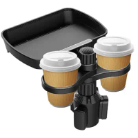 Rotation Car Swivel Mount Holder Travel Cup Coffee Table Stand Food Tray Adjustable Drink Holder Cell Phone Slot Cup Holder tray