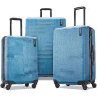 American Tourister Stratum XLT Expandable Hardside Luggage with Spinner Wheels, Blue Spruce, 3-Piece Set (20/24/28)