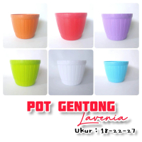 pot bunga plastik gentong lavenia Biru Hijau