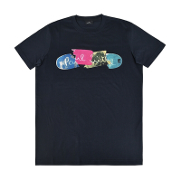 PAUL SMITH字母草寫LOGO滑板印花設計純棉短袖T恤(男款/海軍藍)