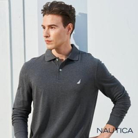 【NAUTICA】經典素面長袖POLO衫(深灰)