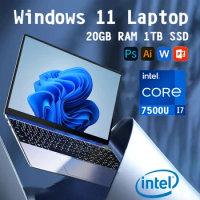 2024 New Windows 11 Laptop 20GB RAM 1TB/2TB SSD Intel CORE i7-7500U Laptop 14.1 Inch 1920*1080 Resolution Office Study Computer