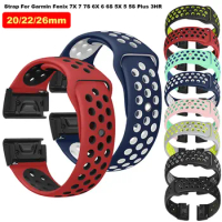 Silicone Quick Release Watchband Strap For Garmin Fenix 6 6S 6X 7X 7 7S 5X 5 5S 3 HR 3HR Easyfit Watch Wristband 26mm 22mm 20mm