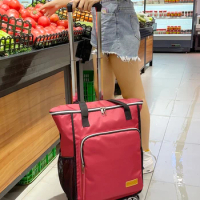 New Shopping Cart Portable Trolley Folding Shopping Cart Vegetable Basket Shopping Bag Universal Wheel