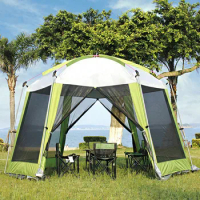 Quick-Set Portable Camping Outdoor Gazebo Canopy Shelter Hexagonal Outdoor Tent Canopy With 6 Rain Cloths rainproof