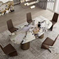 Natural Marble Dining-Table Italian Water Drop Oval Home Dining Table