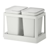 HÅLLBAR 分類垃圾桶組合, 外拉式/淺灰色