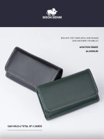 Bison Denim Dompet Kartu Remote Kunci Pocket Key Kulit Sapi Pria  W9764 Hitam