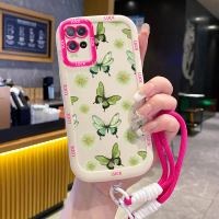 Casing Hp untuk OPPO A54 4G Case Pola Kupu-kupu Bunga Hijau Silikon Softcase kepulan krim Kesing Tal