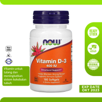 Now Foods Vitamin D3 400 IU 180 Softgels - SUplemen Kesehatan