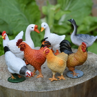 仿真農場動物模型實心玩偶塑料擺件微景觀兒童玩具豬雞鴨鵝套裝