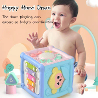 6-24 Months Baby Music Hand Drum Children Shape Matching Cognitive Hexahedron Toys Puzzle Multifunct