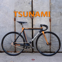 Tsunami Fixed Gear Bike SNM300 Frame Racing Track Bicycle Flat Spoke Wheels Aluminum Alloy Frame 700C 23C Tires