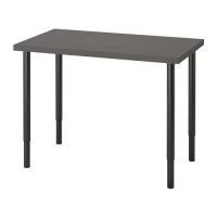 LINNMON/OLOV 書桌/工作桌, 深灰色/黑色, 100x60 公分