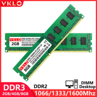 VKLO DDR2 DDR3 2GB 4GB 8GB DIMM Memories Ram PC2 1.8V 667 800Mhz PC3 1.5V 8500 10600 12800 240Pin Desktop Non-ECC Memory Ram