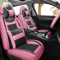 汽車女神坐墊粉色適用q5奧迪A3賓士E級途觀L本田cr四季座椅套