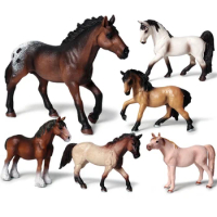 Simulation Animals Horse racing Models Action Toy Figures Solid Collection Model