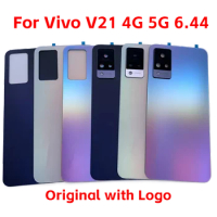 Battery Cover Repair Replace Housing For Vivo V21 4G 5G 6.44" Back Door Phone Rear Case Logo Camera Lens