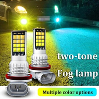 2Pcs 30LED Fog Light Bulb Dual Color Car DRL Turn Signal Reverse Brake Light Width Indicator H3 H7 H8 H11 9005 HB3 9006 H4 Bulb