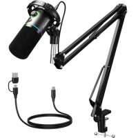 Maono PD200XS Dynamic Microphone XLR/USB Dual mode Dynamic Mic Podcast Mic with Maonolink Software and Gain Knob for Recording