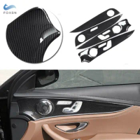 For Mercedes Benz E Class W213 E200 E300 ABS Carbon Fiber Grain Interior Door Decoration Panel Cover Trims 4pcs Car Accessories