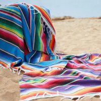 Ethnic Style Beach Blanket Home Tapestry Camping Cotton Mexican Indian Handmade Rainbow Blanket Party Wedding Decoration