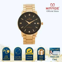 Mirage Jam Tangan Pria Analog 8894 M Gold Original Stainless Plat Putih
