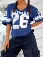 2025 New Women'S Summer V-Neck Jersey T-Shirt Loose And Breathable Basketball Clothing Short Sleeved