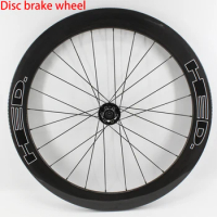 1Pcs 700C Road Bike full carbon fibre bicycle wheelset Thru Axle Center lock disc brake tubular clincher tubeless rims