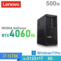 (商用)Lenovo P3 Tower 工作站(i7-13700/8G/1TB HDD+512G SSD/RTX4060-8G/500W/W11P)