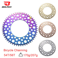 BOLANY 130BCD BXM Folding Ultralight Bicycle Chainring Hollow Design Round Hole Plating Anode Rainbow 53T 56T Bike Chainwheel