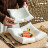 STARK Pillow Plate / Piring Saji Lauk Makan Restoran Keramik Putih Bentuk Bantal Mewah Unik
