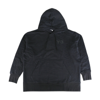 二手品 Y-3胸前印花LOGO純棉長袖連帽T恤(男款/黑)