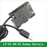 5V USB LP-E6 DR-E6 ACK-E6 Dummy Battery Adapter Plug DC Power Bank For Canon EOS 5D Mark II III IV / 6D Mark II / 7D Mark II