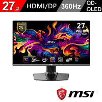 【MSI 微星】MPG 271QRX QD-OLED 27型 WQHD 360Hz 電競顯示器(0.03ms/ClearMR 13000/HDR400)