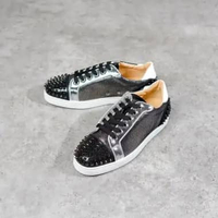 Sepatu CHRISTIAN LOUBOUTIN LOUIS SEAVASTE SPIKE BLACK SILVER SNEAKER 100% ORIGINAL 44