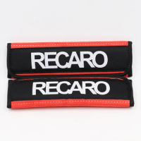 2pcs JDM Style RECARO Suede Fabric SeatBelt Cover Soft Harness Pad Seat Belt Shoulder Pads