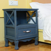 美式鄉村實木床頭櫃簡約現代歐式整裝床邊複古做舊收納儲物櫃