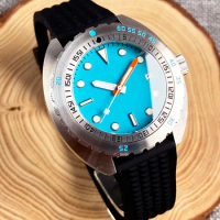 Tandorio 42mm 20ATM Waterproof Mens Watch Ice-Blue Orange Candy Color Dial Rotating Bezel Sapphire Glass Dome Sapphire Crystal