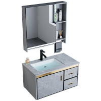 Toilet Storage Cabinet With Mirror Bathroom Sink Stainless Good Fast To SG Steel Bathroom Cabinet With Mirror Sink Toilet Cabinet Waterproof Alumimum Wall-Mounted Combination Simple Small Apartm Package