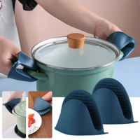 2PCS Silicone Mini Oven Mitt Heat Insulation Hand Clip Anti-scalding Microwave Gloves Non-slip Gripper Pot Holder Kitchen Tool