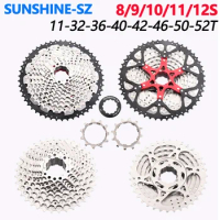 SUNSHINE MTB Bike Freewheel 8/9/10/11/12 Speed Mountain Bike Cassette 32/36/40/42/46/50/52T Flywheel for Shimano k7 HG SRAM