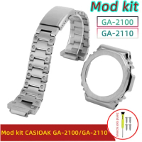 GA2100 GA2110 Mod Kit for Casio GA-2100 Metal Case and Strap GA-2110 Set Stainless Steel Strap Case Modification AP Royal Oak