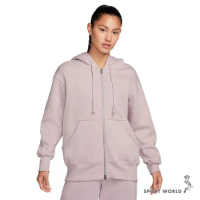 Nike 外套 女裝 連帽 雙向拉鍊 刷毛 粉紫 DQ5759-019