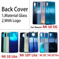 NEW For Xiaomi Mi 10 5G / 10T Pro Battery Back Cover Glass Panel Mi 10 Lite Rear Door Housing Case Glass Cover Adhesive Replace