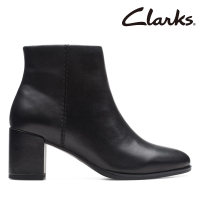 Clarks 女鞋 Freva55 Zip 率性簡約拉鍊粗跟短靴 踝靴 真皮靴(CLF74797B)